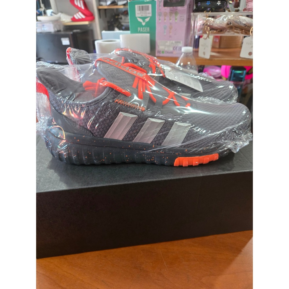 Adidas Kaptir 4.0 K Carbon Solar Red Grey Running Shoes JP9254 Kids 6.5Y
